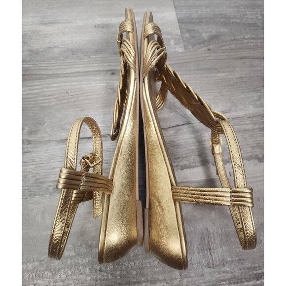 Kate Spade Women's Sz. 8 Becca Gold Braided Small Wedge Sandals - Picture 4 of 7